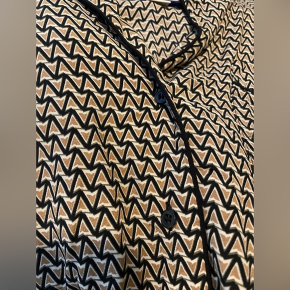 H&M Patterned Button Down Shirt Beige Black - Picture 4 of 6
